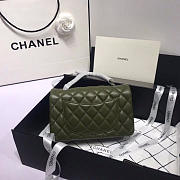 Chanel Flap Bag Lambskin Dark Green With Sliver Hardware 20CM - 5