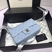 Chanel Flap Bag Lambskin Light Blue With Sliver Hardware 20CM - 4