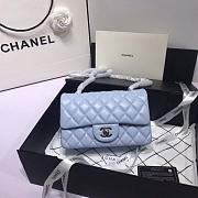 Chanel Flap Bag Lambskin Light Blue With Sliver Hardware 20CM - 5