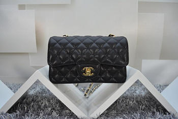 Modishbags Flap Bag Caviar in Black 20cm with Gold Hardware