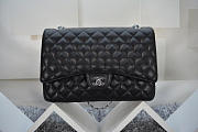 Modishbags Flap Bag Caviar in Black 33cm with Silver Hardware - 1