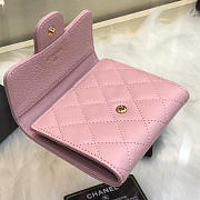 Modishbags Calfskin Leather Plain Folding Pink Wallets With Gold Hardware - 4