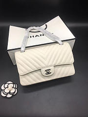 Modishbags Flap Bag Caviar White Bag 25cm with Silver Hardware - 1