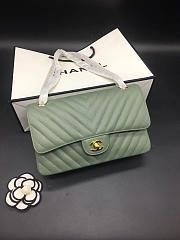 Modishbags Flap Bag Caviar Light Green Bag 25cm with Gold Hardware - 2