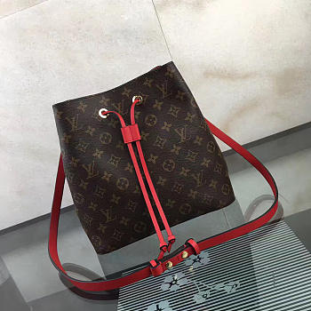 Louis Vuitton Neonoe Monogram Calfskin Bucket Bag Red M44021