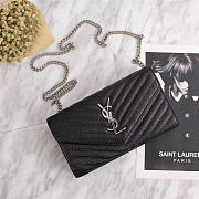 YSL original leather women's shoulder bag in Black with Silver Harsare 26801 - 6