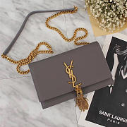 YSL Classic Calfskin Mini Chain Bag in Gray 26817 - 3