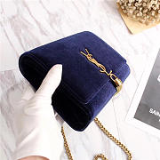 YSL Saint Laurent Blue Bag with Gold Hardare - 3