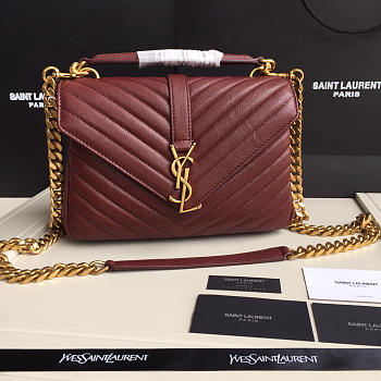 YSL Monogram Saint Laurent College burgundy Medium Bag with Gold 