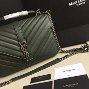 YSL Monogram Saint Laurent College Dark Green Medium Bag with Sliver - 5