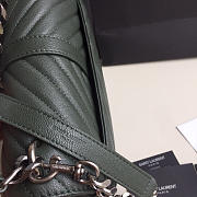 YSL Monogram Saint Laurent College Dark Green Medium Bag with Sliver - 3