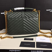 YSL Monogram Saint Laurent College Dark Green Medium Bag with Gold - 4