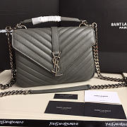 YSL Monogram Saint Laurent College Gray Medium Bag with Silver  - 6