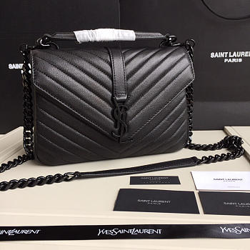 YSL Monogram Saint Laurent College Black Medium Bag with Black