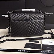 YSL Monogram Saint Laurent College Black Medium Bag with Black - 3