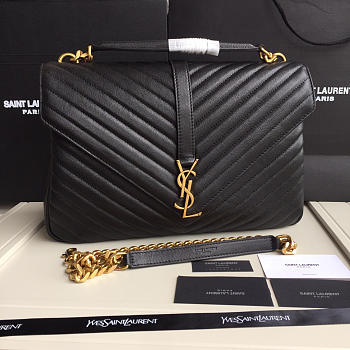 YSL Monogram Saint Laurent College Black Large Bag with Gold Hardware