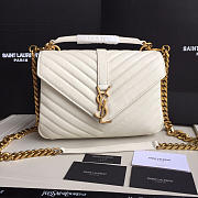 YSL Monogram Saint Laurent College White Large Bag with Gold Hardware - 1