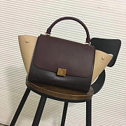 Celine Trapeze small Lambskin Leather Bag Wine Red - 1