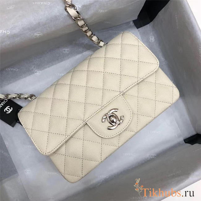 Chanel Flap Bag Caviar in White 20cm with Silver Hardware - 1