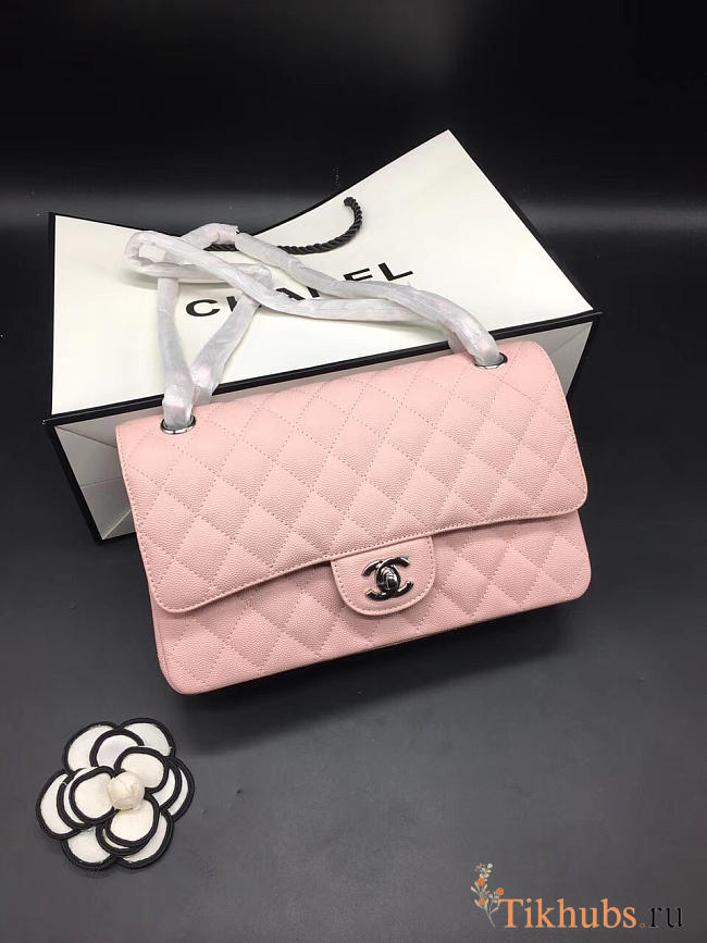 Chanel Flap Bag Caviar in Pink 25cm with Silver Hardware - 1