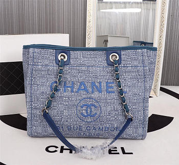 Chanel beach bag handle bag blue