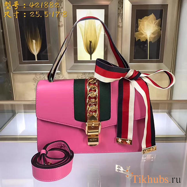 Gucci Sylvie shoulder bag in Pink leather 421882 - 1