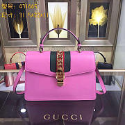 Gucci Sylvie medium top handle bag in Rose Red leather 431665 - 5