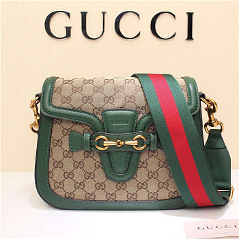 Gucci Original Canvas Calfskin Large Shoulder Bag in Green 