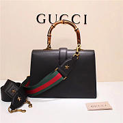 Gucci Women's Dionysus Leather Top Handle Bag 421999 Black Red - 2