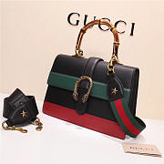 Gucci Women's Dionysus Leather Top Handle Bag 421999 Black Red - 3