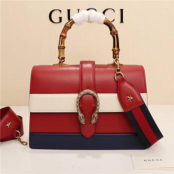 Gucci Women's Dionysus Leather Top Handle Bag 421999 White Red