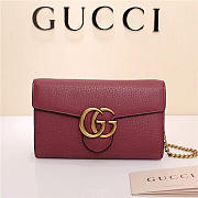 Gucci Marmont leather mini chain bag 401232 Wine Red - 4