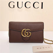 Gucci Marmont leather mini chain bag 401232 Brown - 6