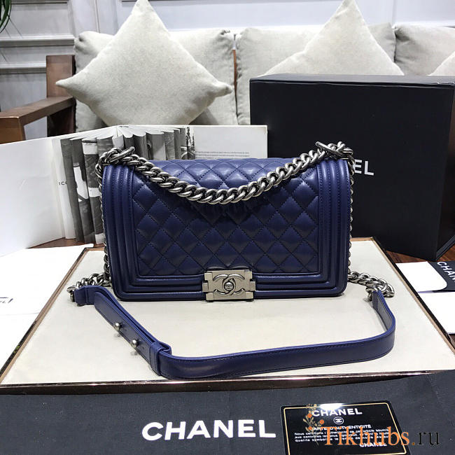 Chanel Leboy lambskin Bag in Navy Blue With Silver Hardware 67086 - 1