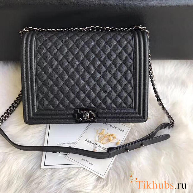 Chanel leboy calfskin bag in black 30cm - 1