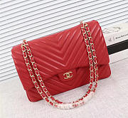 Chanel original lambskin double flap bag Red 30cm with Gold hardware - 4