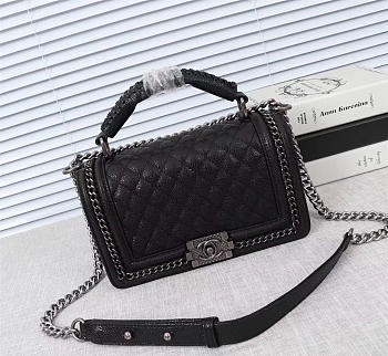 Chanel Boy handle  Bag in Black with silver hardware