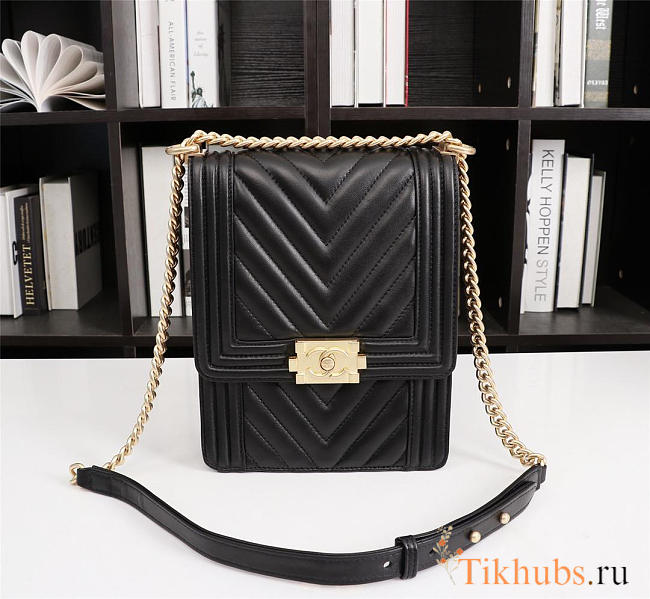 Chanel Lambskin Leboy bag Black with Sheet metal hardware - 1