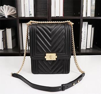 Chanel Lambskin Leboy bag Black with Sheet metal hardware