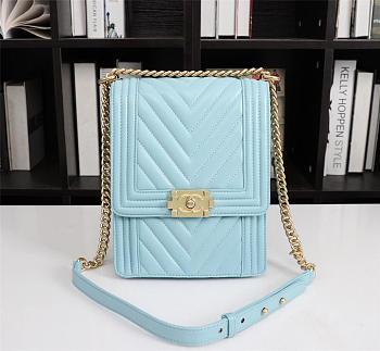 Chanel Lambskin Leboy bag Blue with Sheet metal hardware