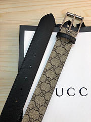 Gucci original single fabric belt silver buckle Khaki Belt - 6