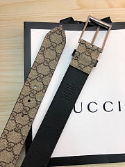 Gucci original single fabric belt silver buckle Khaki Belt - 5