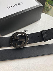 Gucci Original single head cowhide flat belt gun color buckle - 2