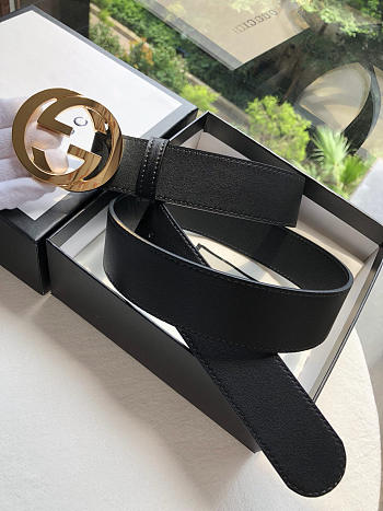 Gucci Original single head cowhide flat belt gold Buckle