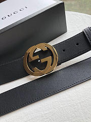 Gucci Original single head cowhide flat belt gold Buckle - 6