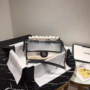 Chanel original transparent pvc pearl sandbags black - 2