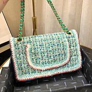 Chanel Woolen bead braided chain large bag Green - 6