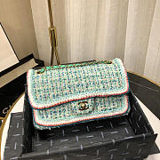 Chanel Woolen bead braided chain large bag Green - 3