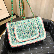 Chanel Woolen bead braided chain small bag Green - 6