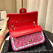 Chanel Woolen bead braided chain large bag Rose Red - 6